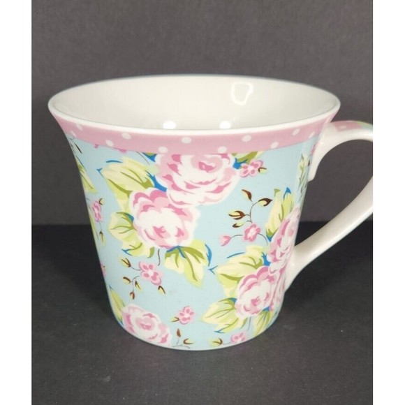 Pier 1 Imports Fine China Pink Flowers Floral Coffee Tea Cup Mug